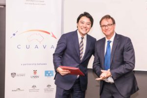 (Photo: Prof Iver Cairns Director of CUAVA and Masatoshi Nagasaki CEO Space BD Inc.)